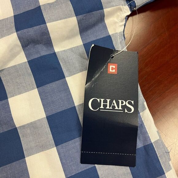 Chaps Womans Blue & White Gingham Short Sleeve Button Down Shirt sz XL NWT - Picture 6 of 6